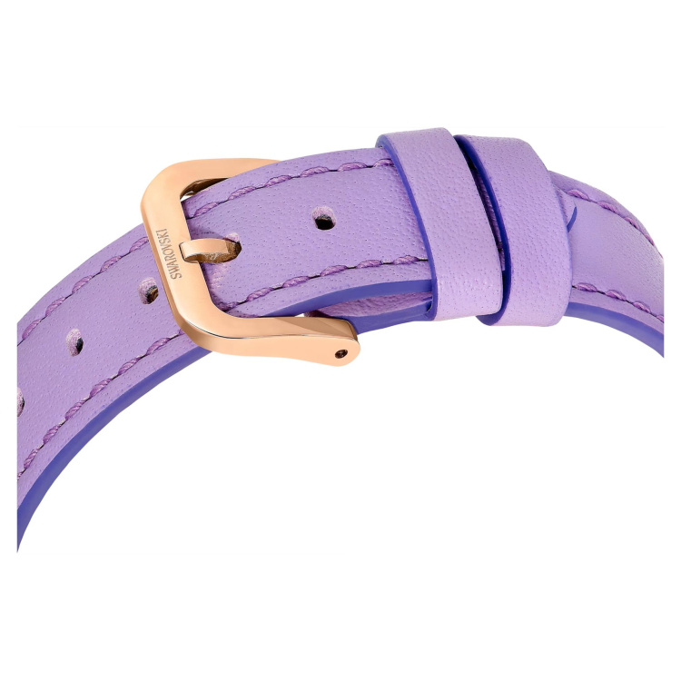 Crystalline lustre watch Swiss Made, Leather strap, Purple, Rose gold-tone finish